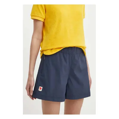 Outdoorové šortky Fjallraven High Coast tmavomodrá barva, high waist, F87034