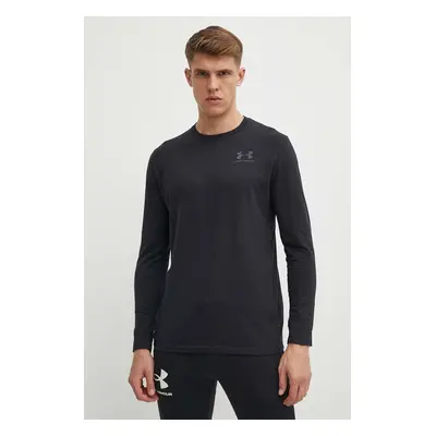 Tričko s dlouhým rukávem Under Armour pánské, černá barva, s potiskem, 1329585