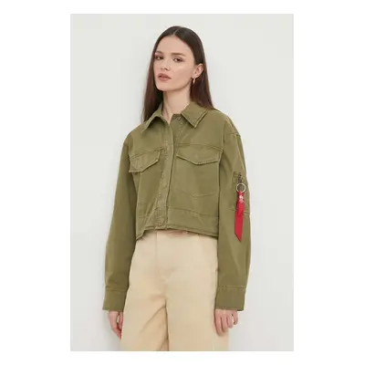 Bavlněná bunda Alpha Industries zelená barva, oversize