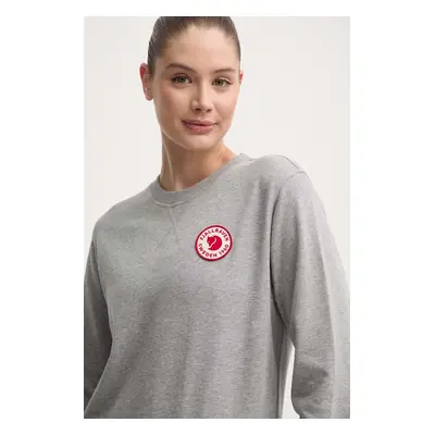 Bavlněná mikina Fjallraven 1960 Logo dámská, šedá barva, melanžová