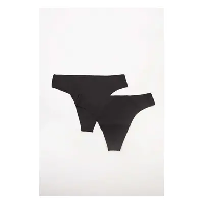 Tanga women'secret 2-pack černá barva, 7683089.1