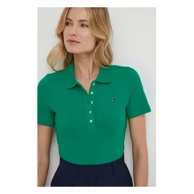 Polo tričko Tommy Hilfiger zelená barva, WW0WW37823