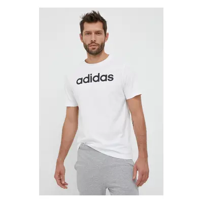 Bavlněné tričko adidas bílá barva, s potiskem, IC9276