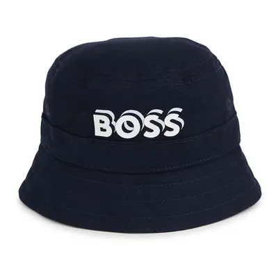 Dětská bavlněná čepice BOSS tmavomodrá barva