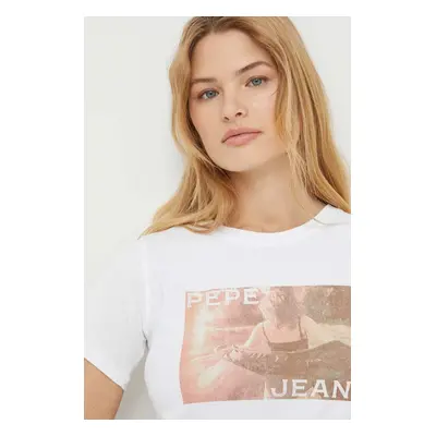 Bavlněné tričko Pepe Jeans HIGI bílá barva, PL505744