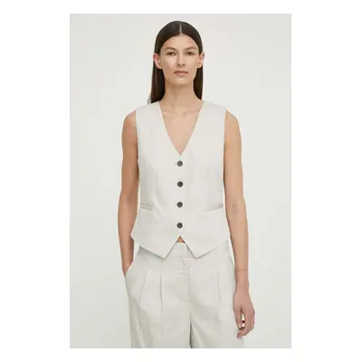 Vesta Bruuns Bazaar PinBBBielle waistcoat šedá barva, jednořadá, BBW4014