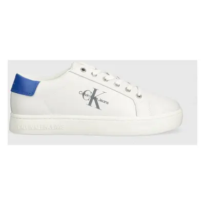 Kožené sneakers boty Calvin Klein Jeans CLASSIC CUPSOLE LACEUP LOW LTH bílá barva, YM0YM00491