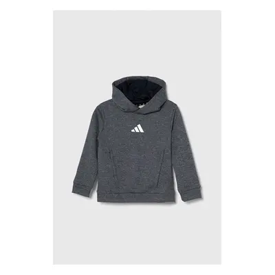 Dětská mikina adidas tmavomodrá barva, s kapucí, vzorovaná