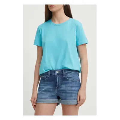 Džínové šortky Pepe Jeans STRAIGHT SHORT HW dámské, hladké, medium waist, PL801108HU4