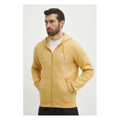 Mikina adidas Originals pánská, žlutá barva, s kapucí, hladká, IR7834