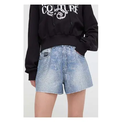 Džínové šortky Versace Jeans Couture dámské, vzorované, high waist, 76HAD514 DS013M30