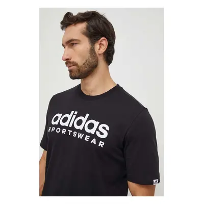 Bavlněné tričko adidas černá barva, s potiskem, IW8833