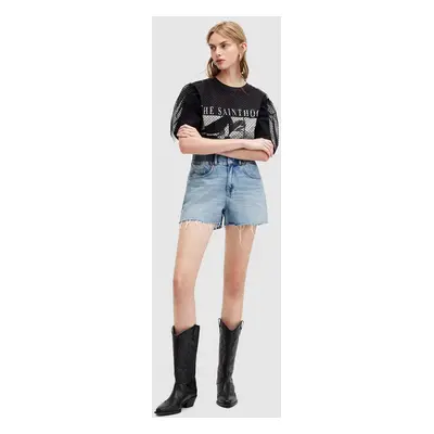 Džínové šortky AllSaints HAILEY DENIM SHORT dámské, hladké, high waist, W006EA