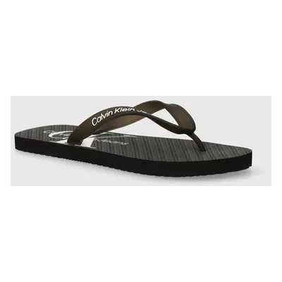 Žabky Calvin Klein Jeans BEACH SANDAL GLOSSY pánské, černá barva, YM0YM00952