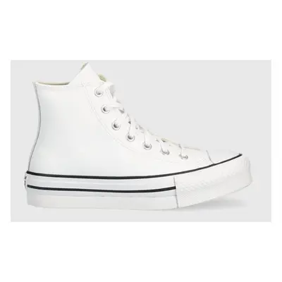 Dětské kožené kecky Converse Chuck Taylor All Star Eva Lift bílá barva