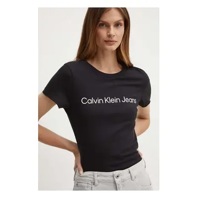 Bavlněné tričko Calvin Klein Jeans černá barva, J20J220253