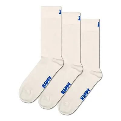 Ponožky Happy Socks Solid 3-pack bílá barva