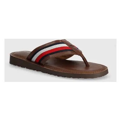 Žabky Tommy Hilfiger CORE TOE POST SANDAL pánské, hnědá barva, FM0FM05011