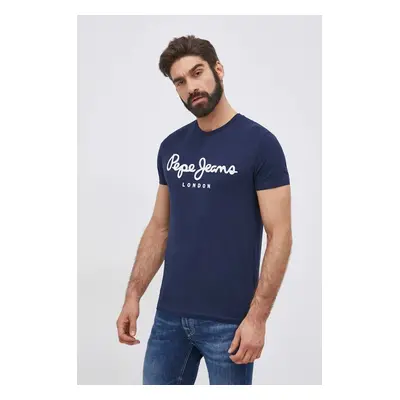 Tričko Pepe Jeans Original Stretch pánské, tmavomodrá barva, s potiskem