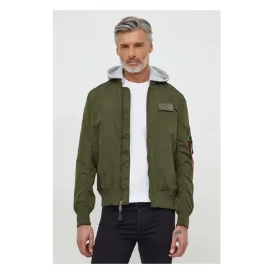 Bunda Alpha Industries MA-1 TT Hood pánská, zelená barva, přechodná