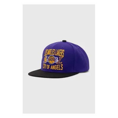 Kšiltovka Mitchell&Ness NBA LOS ANGELES LAKERS fialová barva, s aplikací