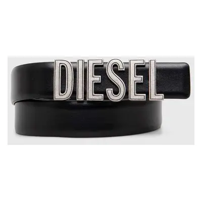 Kožený pásek Diesel B-DIESEL RIVETS BELT dámský, černá barva, X09790.P6364