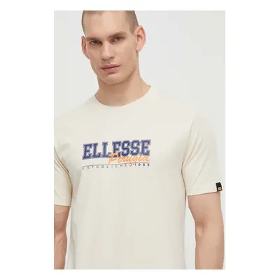 Bavlněné tričko Ellesse Zagda T-Shirt béžová barva, s potiskem, SHV20122