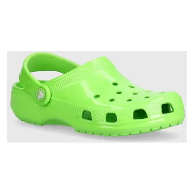 Dětské pantofle Crocs Classic Neon Highlighter Cg zelená barva