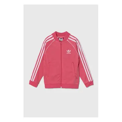 Dětská mikina adidas Originals růžová barva, s aplikací