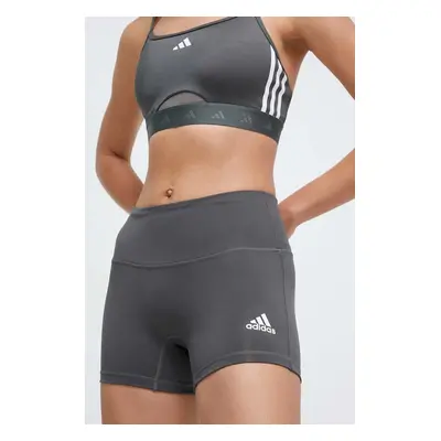 Tréninkové šortky adidas Performance šedá barva, hladké, medium waist, HR8895