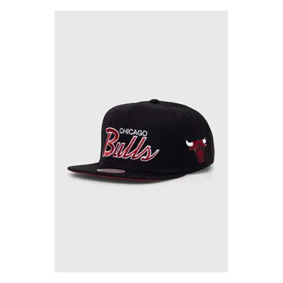 Čepice s vlněnou směsí Mitchell&Ness NBA CHICAGO BULLS černá barva, s aplikací