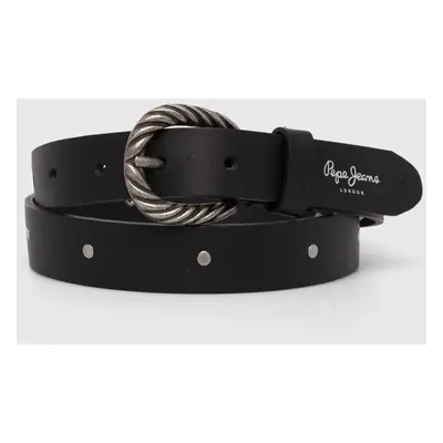 Kožený pásek Pepe Jeans CHARLOTTE BELT dámský, černá barva, PL020847