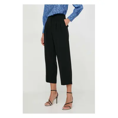 Kalhoty MICHAEL Michael Kors dámské, černá barva, jednoduché, medium waist