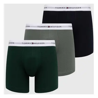 Boxerky Tommy Hilfiger 3-pack pánské, zelená barva, UM0UM02941