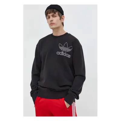 Bavlněná mikina adidas Originals pánská, černá barva, s aplikací, IU2350