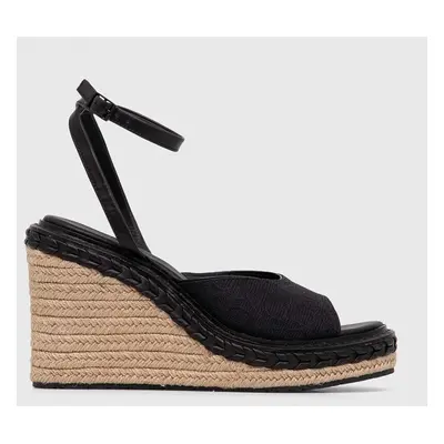 Sandály Calvin Klein WEDGE SANDAL 70 MONOCQ černá barva, HW0HW01961