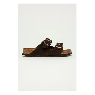 Semišové pantofle Birkenstock Arizona pánské, hnědá barva