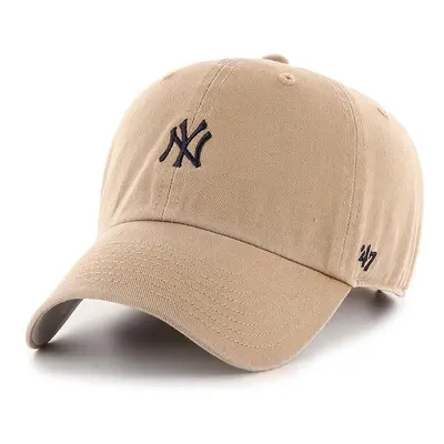 Bavlněná baseballová čepice 47brand MLB New York Yankees béžová barva, s aplikací