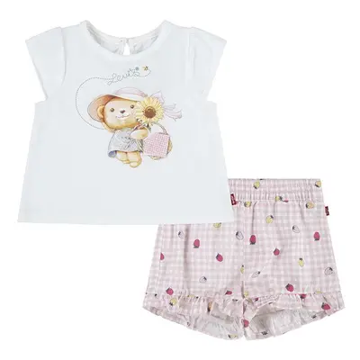 Kojenecká sada Levi's LVG LIV TEE & RUFFLE SHORT SET růžová barva