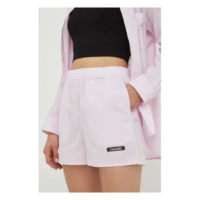 Bavlněné šortky Lovechild růžová barva, s aplikací, high waist