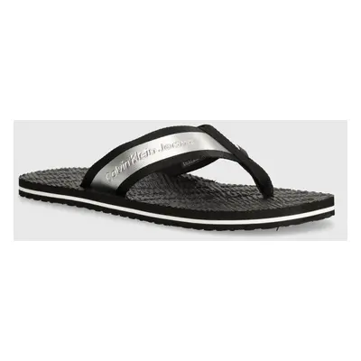 Žabky Calvin Klein Jeans BEACH SANDAL IN MET pánské, černá barva, YM0YM00950