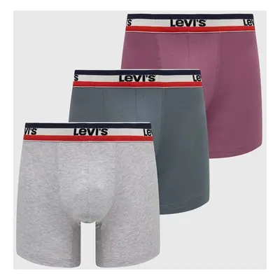 Boxerky Levi's 3-pack pánské, růžová barva