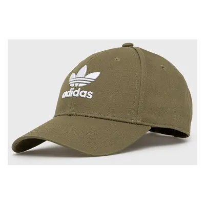 Bavlněná čepice adidas Originals zelená barva, s aplikací, HL9324