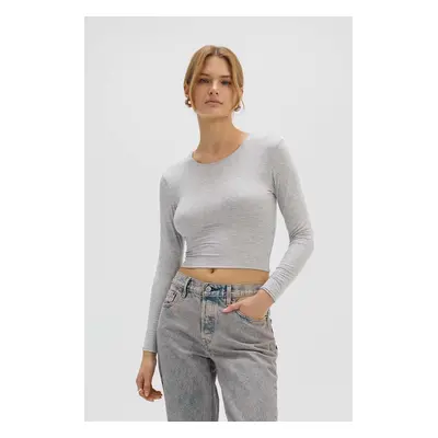 Halenka Saint Body CROP TOP GREY dámská, šedá barva, melanžová, SB.531