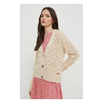 Kardigan Pepe Jeans GRACE CARDIGAN dámský, béžová barva, lehký, PL702102