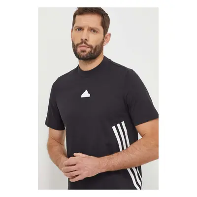 Bavlněné tričko adidas černá barva, s potiskem, IX5196