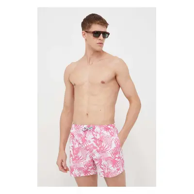 Plavkové šortky Pepe Jeans HIBISCUS SWIMSHORT růžová barva, PMB10390