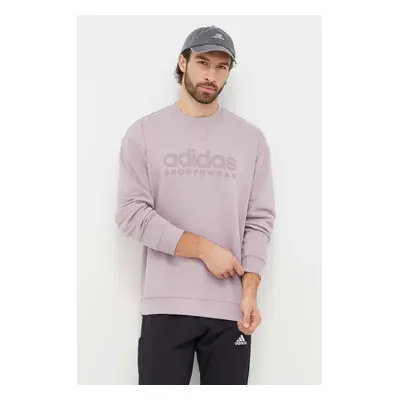 Mikina adidas pánská, fialová barva, s potiskem, IW1192