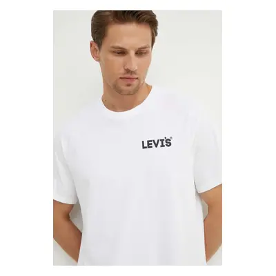 Bavlněné tričko Levi's bílá barva, s potiskem