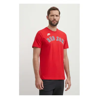 Bavlněné tričko Nike Boston Red Sox červená barva, s potiskem